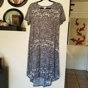 EUC Lularoe Carly Dress - Gray Tribal